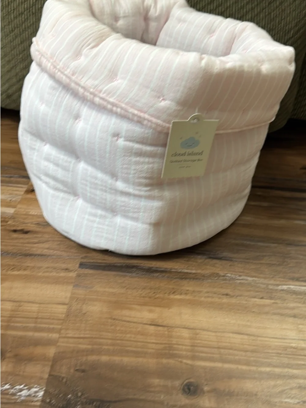 Soft Pink Quilted Storage Bin